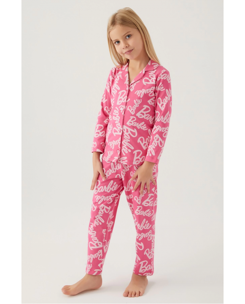 Barbie 1767-G Kız Çocuk Garson Gömlek Pijama Takımı