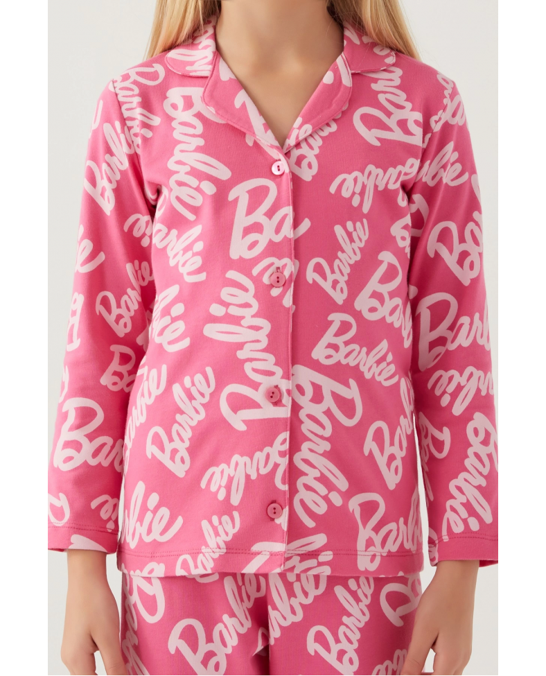 Barbie 1767-G Kız Çocuk Garson Gömlek Pijama Takımı