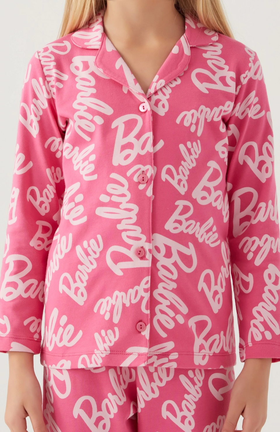 Barbie 1767-G Kız Çocuk Garson Gömlek Pijama Takımı