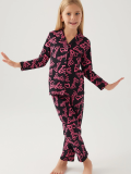 Barbie 1767-G Kız Çocuk Garson Gömlek Pijama Takımı