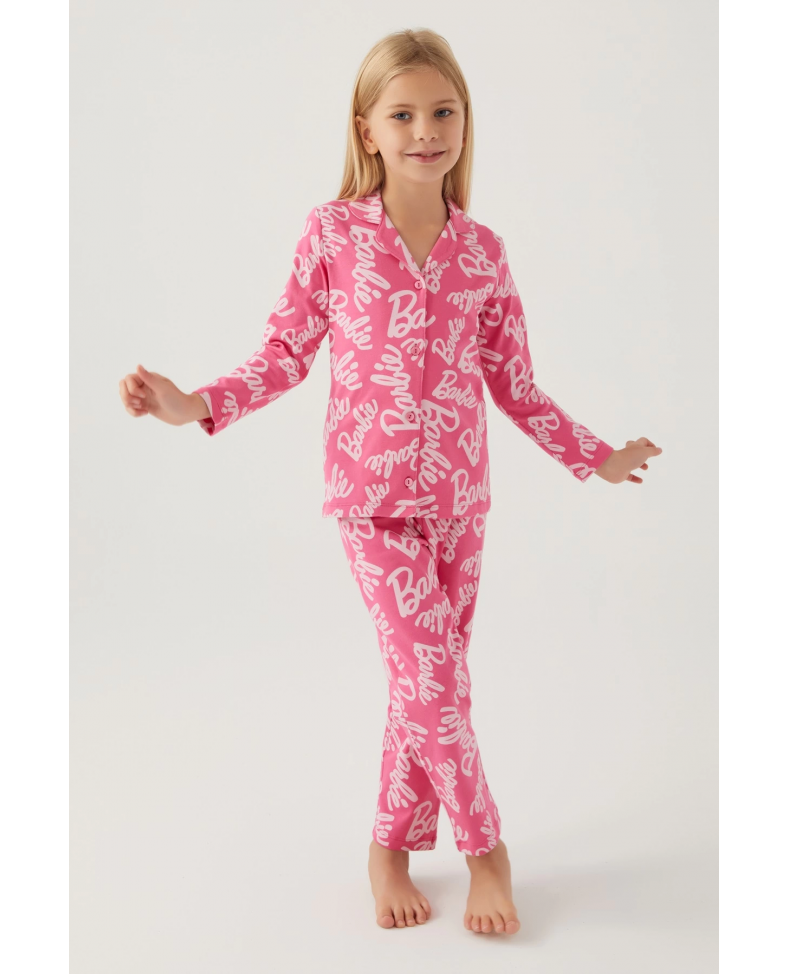 Barbie 1767-G Kız Çocuk Garson Gömlek Pijama Takımı
