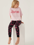 Barbie L1704-3 Kız Çocuk Kısa Kol Pijama Takımı