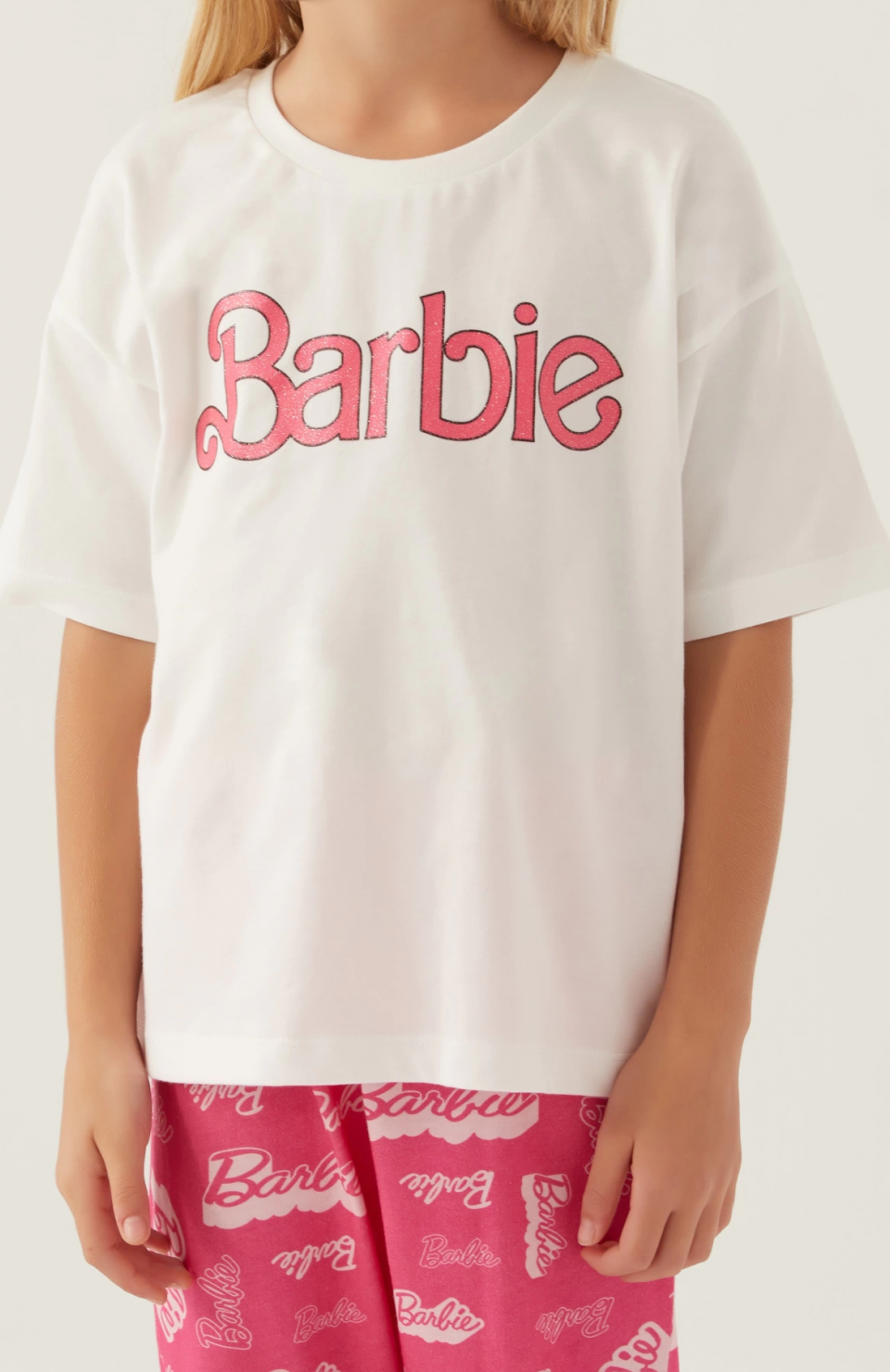 Barbie L1704-3 Kız Çocuk Kısa Kol Pijama Takımı