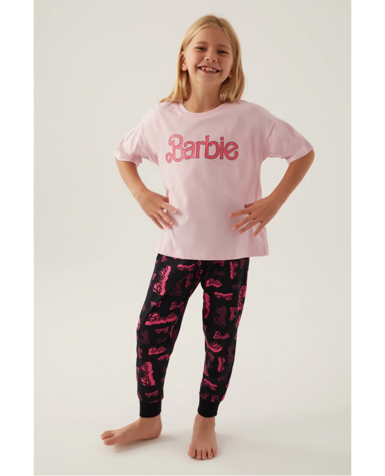 Barbie L1704-G Kız Çocuk Kısa Kol Pijama Takımı