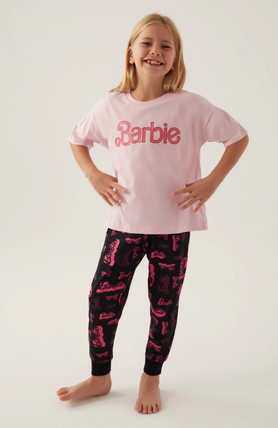 Barbie L1704-G Kız Çocuk Kısa Kol Pijama Takımı