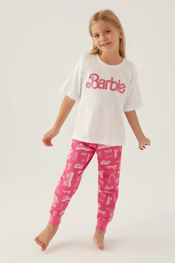 Barbie L1704-G Kız Çocuk Kısa Kol Pijama Takımı