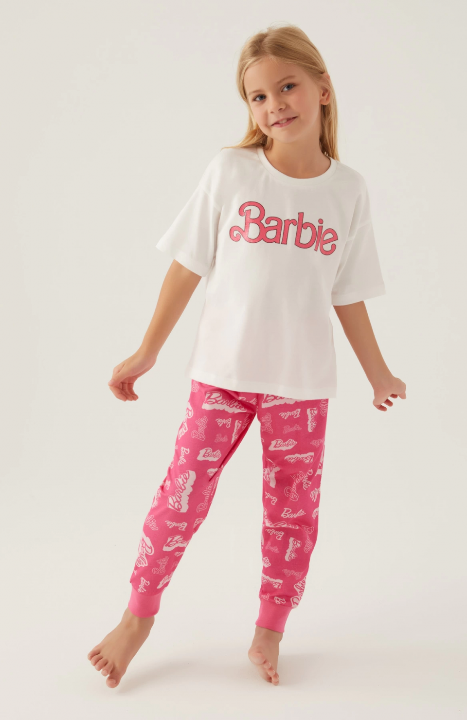 Barbie L1704-G Kız Çocuk Kısa Kol Pijama Takımı