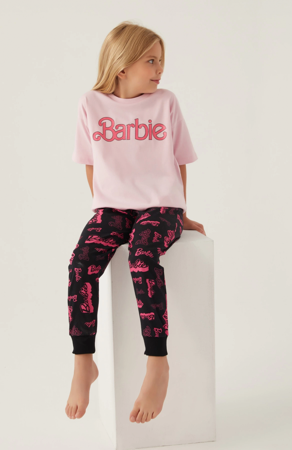 Barbie L1704-G Kız Çocuk Kısa Kol Pijama Takımı