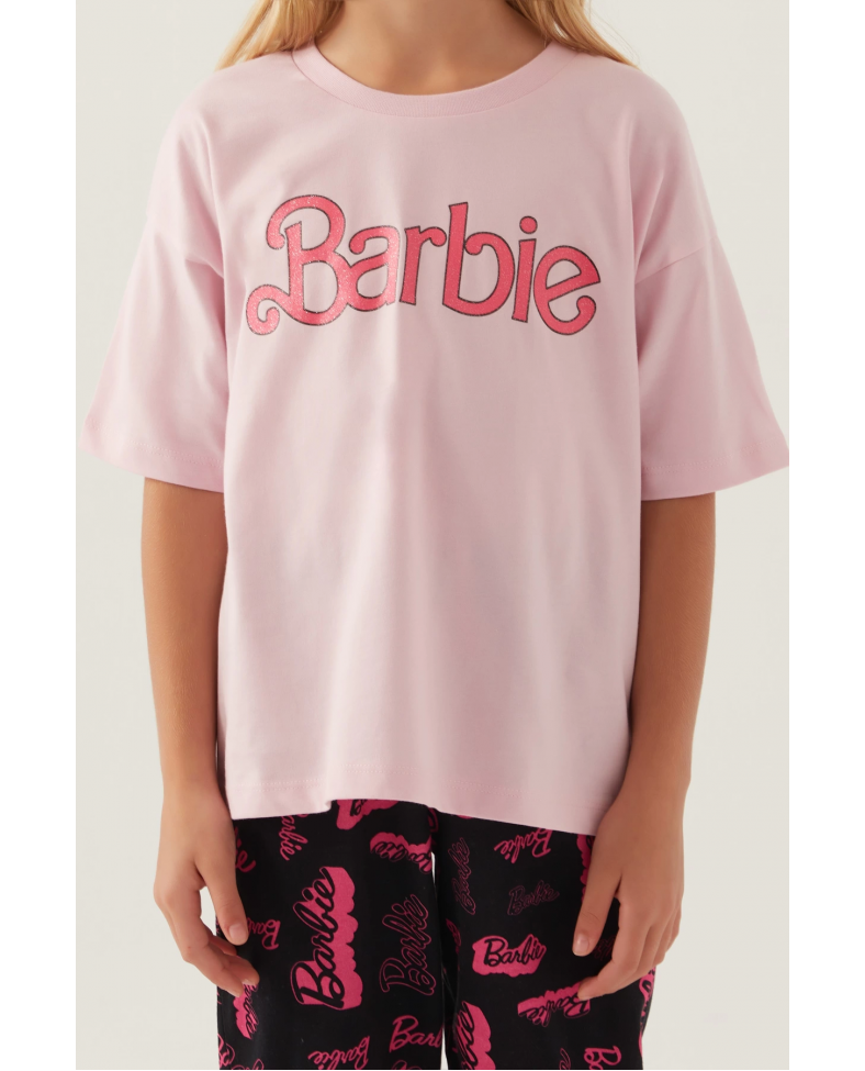 Barbie L1704-G Kız Çocuk Kısa Kol Pijama Takımı