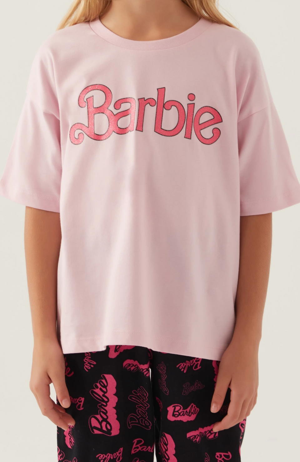 Barbie L1704-G Kız Çocuk Kısa Kol Pijama Takımı