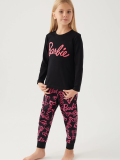 Barbie L1766-3 Kız Çocuk Uzun Kol Pijama Takımı
