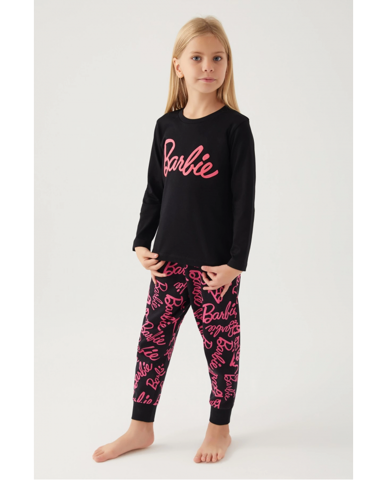 Barbie L1766-3 Kız Çocuk Uzun Kol Pijama Takımı Somersan Giyim | Kadın, Erkek ve Çocuk Moda