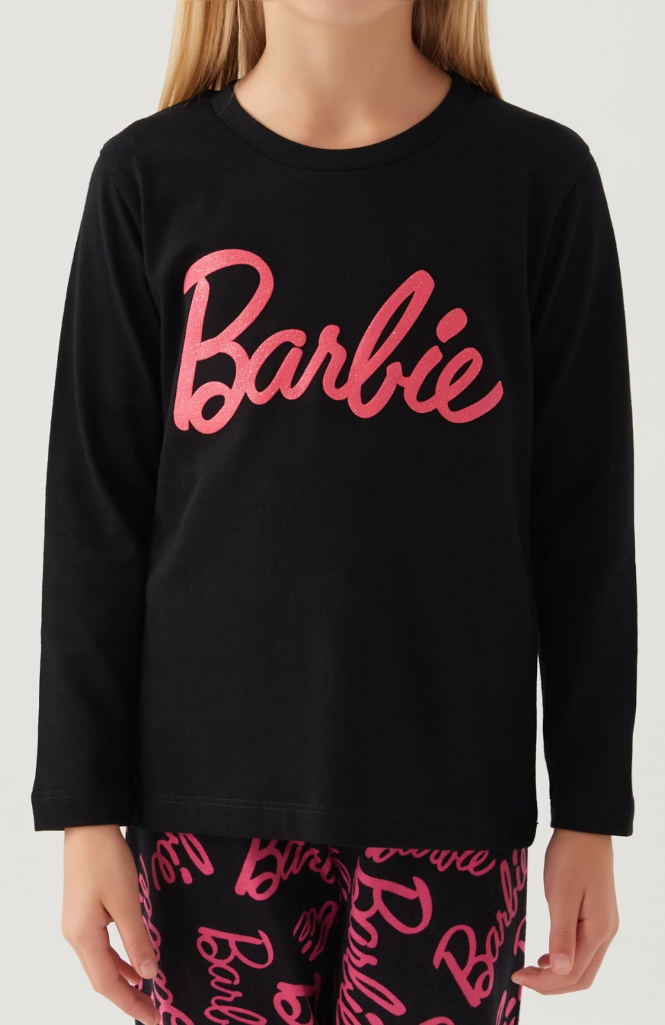 Barbie L1766-3 Kız Çocuk Uzun Kol Pijama Takımı