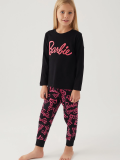 Barbie L1766-3 Kız Çocuk Uzun Kol Pijama Takımı