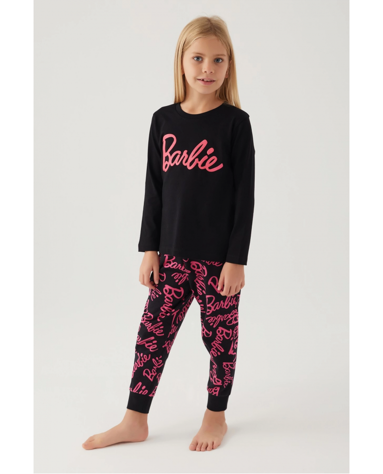 Barbie L1766-3 Kız Çocuk Uzun Kol Pijama Takımı Somersan Giyim | Kadın, Erkek ve Çocuk Moda