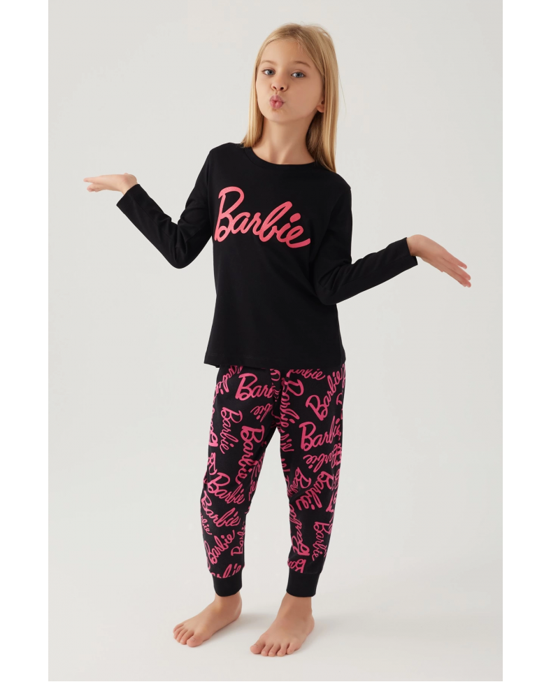 Barbie L1766-3 Kız Çocuk Uzun Kol Pijama Takımı Somersan Giyim | Kadın, Erkek ve Çocuk Moda