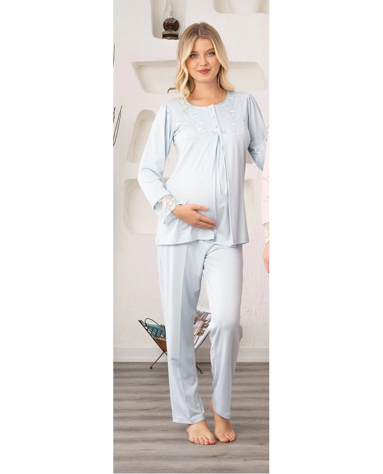 Bone 5905 Kadın Lohusa Viskon Klasik 3'Lü Pijama Takımı