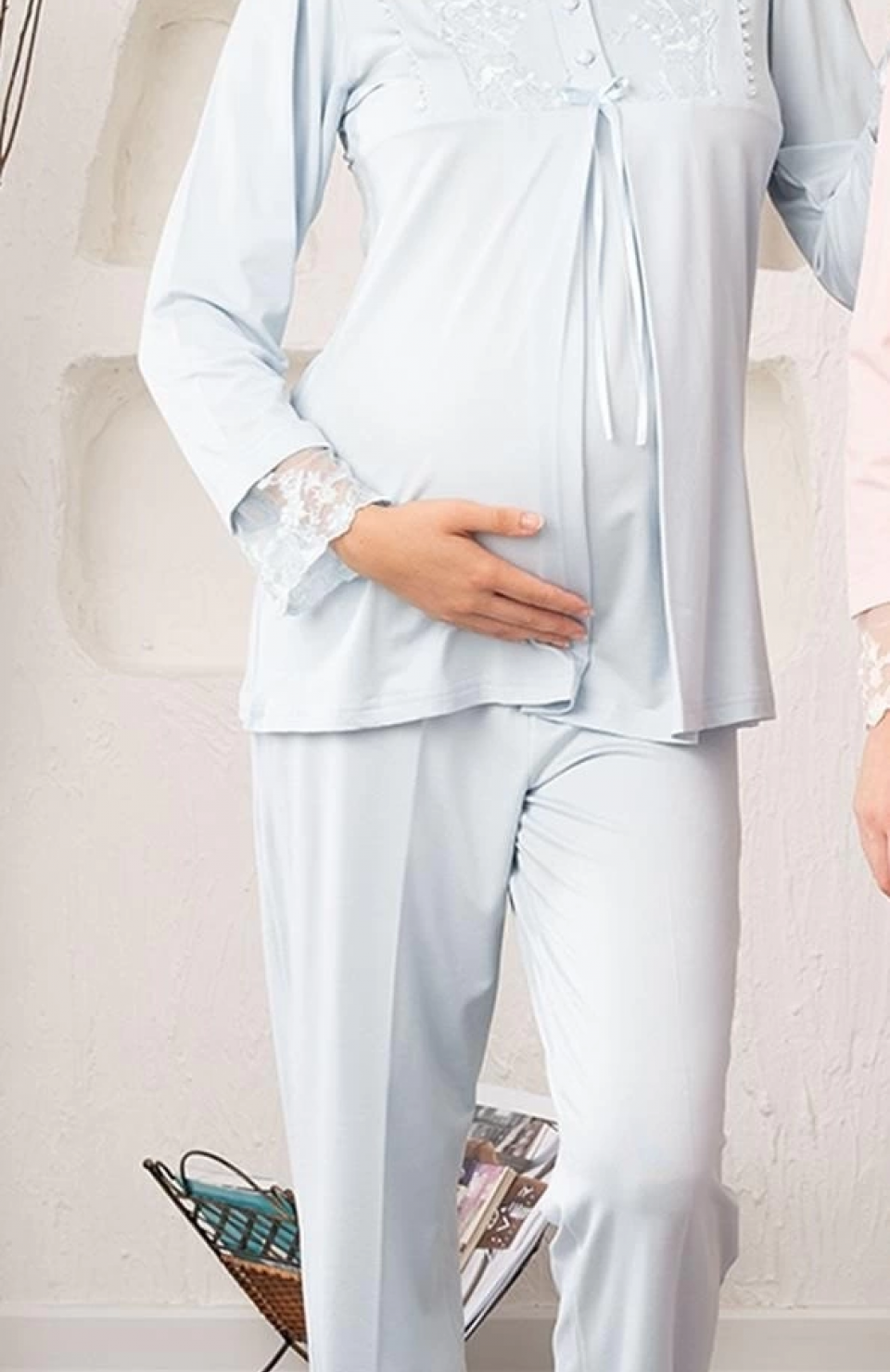 Bone 5905 Kadın Lohusa Viskon Klasik 3'Lü Pijama Takımı