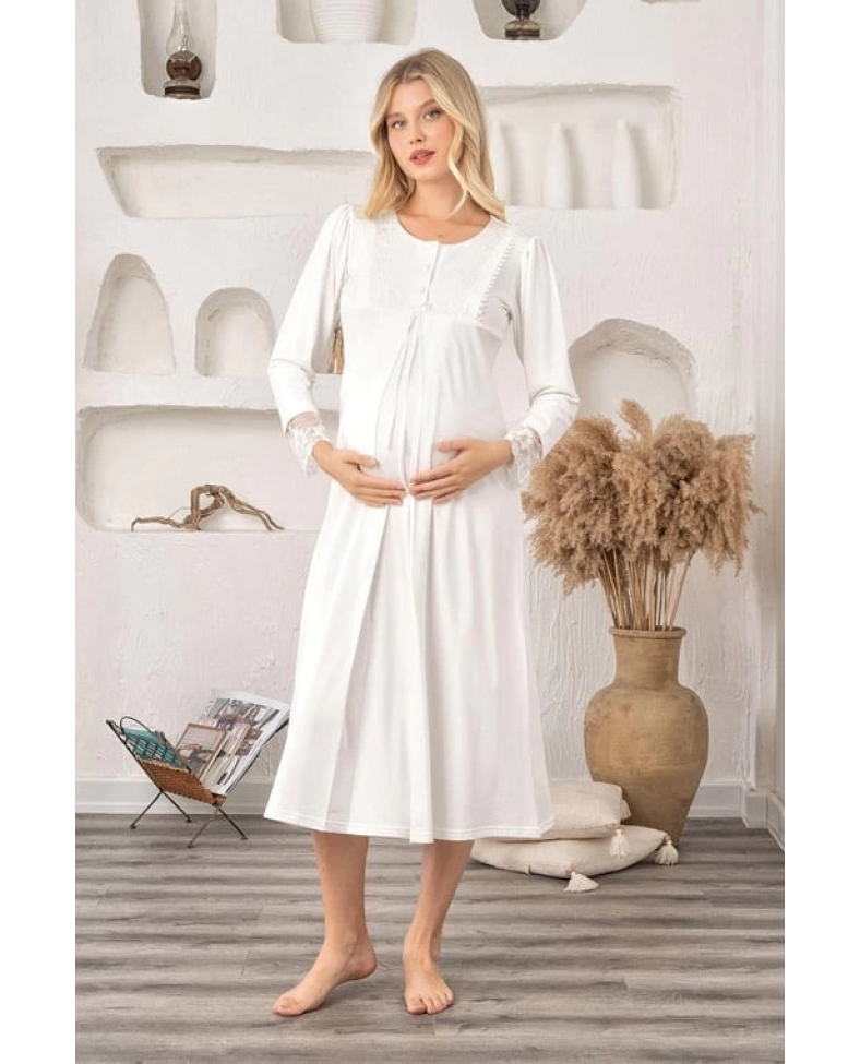 Bone 5906 Kadın Lohusa Likra Viskon Gecelik