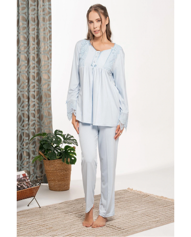 Bone 6109 Dantel Detaylı Sabahlıklı Lohusa Pijama Takımı