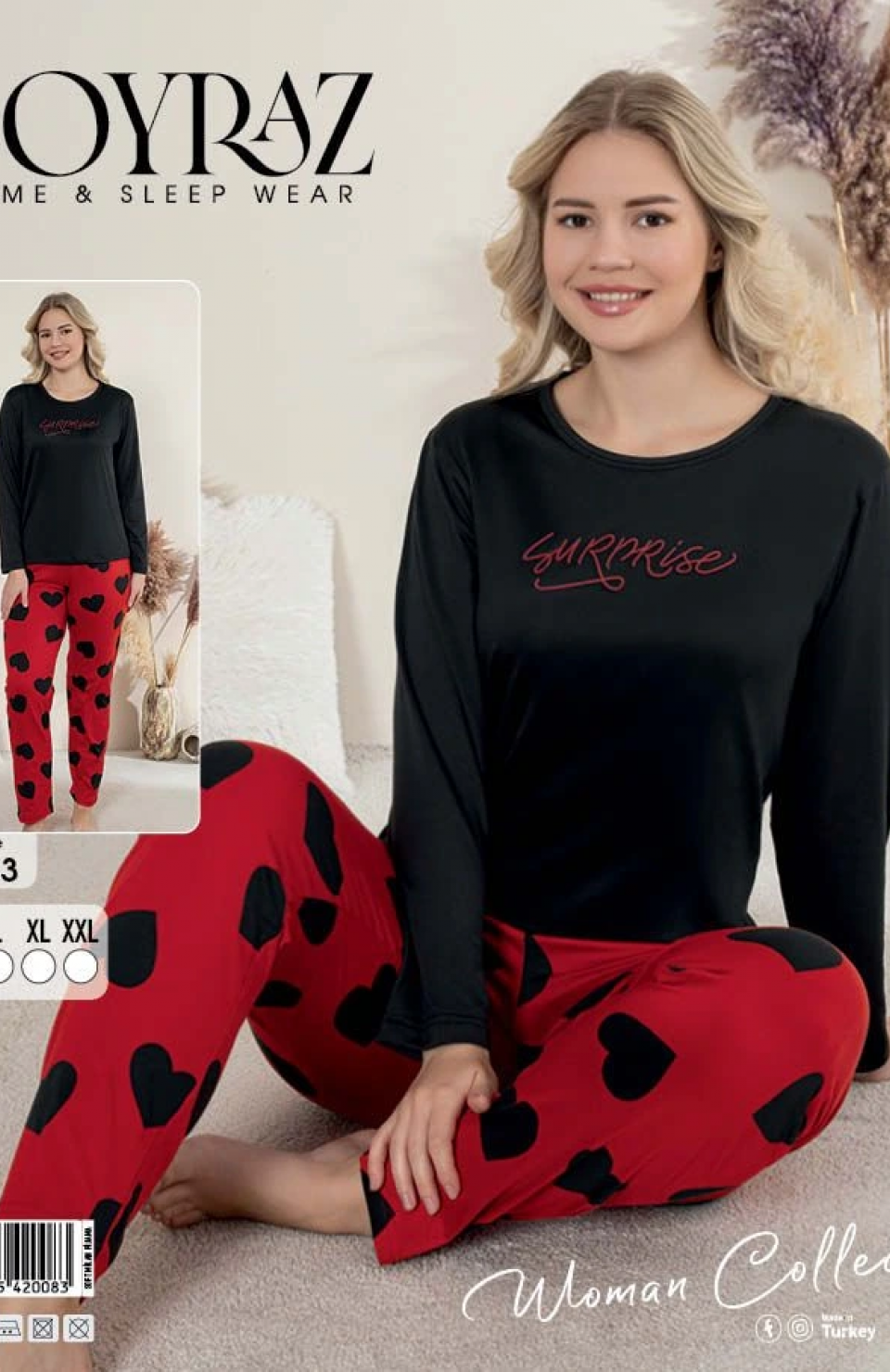 Boyraz 0153 Kadın Sandy Soft Uzun Kol Pijama Takımı