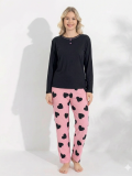 Boyraz 0211 Kadın Raporlu Uzun Kol Pijama Takımı