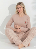 Boyraz 0214 Kadın Raporlu Uzun Kol Pijama Takımı