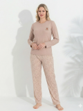 Boyraz 0214 Kadın Raporlu Uzun Kol Pijama Takımı