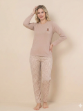 Boyraz 0214 Kadın Raporlu Uzun Kol Pijama Takımı