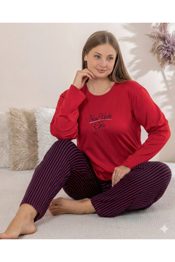 Boyraz 0259 Kadın Battal Sandy Uzun Kol Pijama Takımı