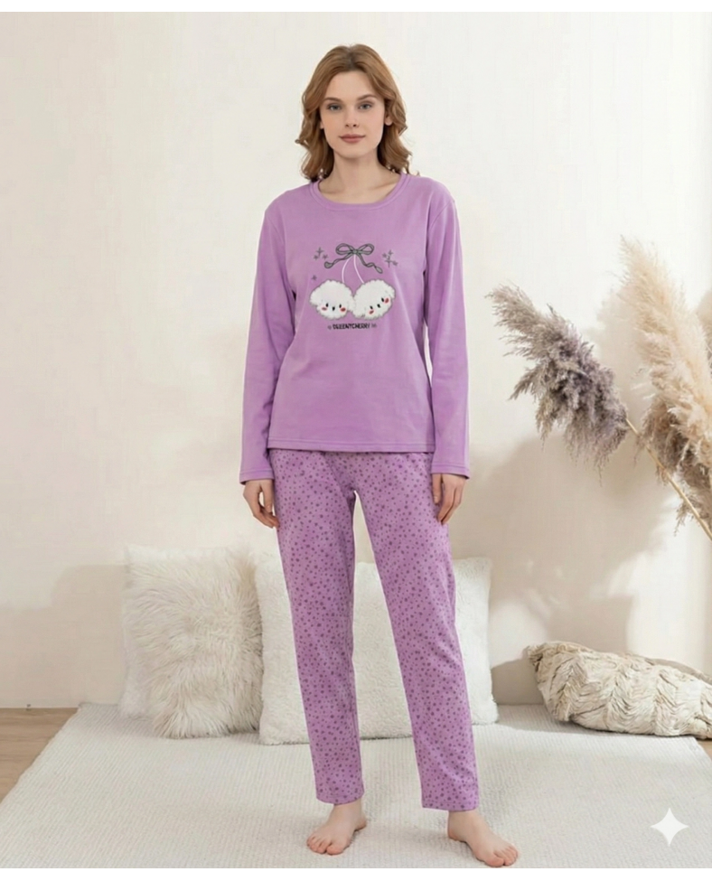 Boyraz 0351 Kadın Penye Uzun Kol Pijama Takımı