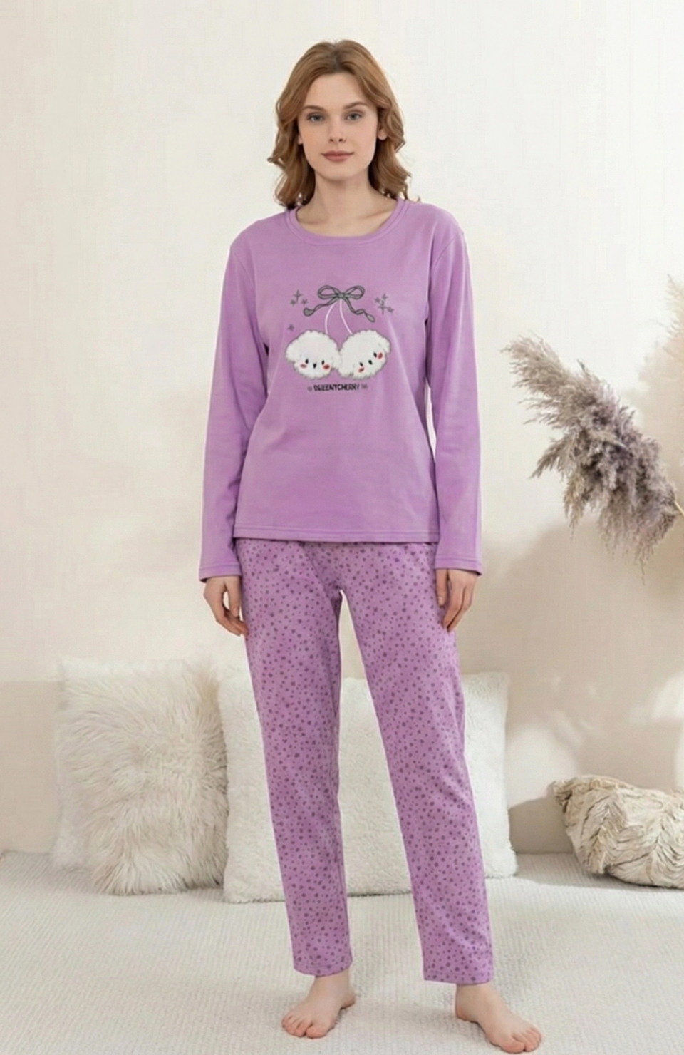 Boyraz 0351 Kadın Penye Uzun Kol Pijama Takımı