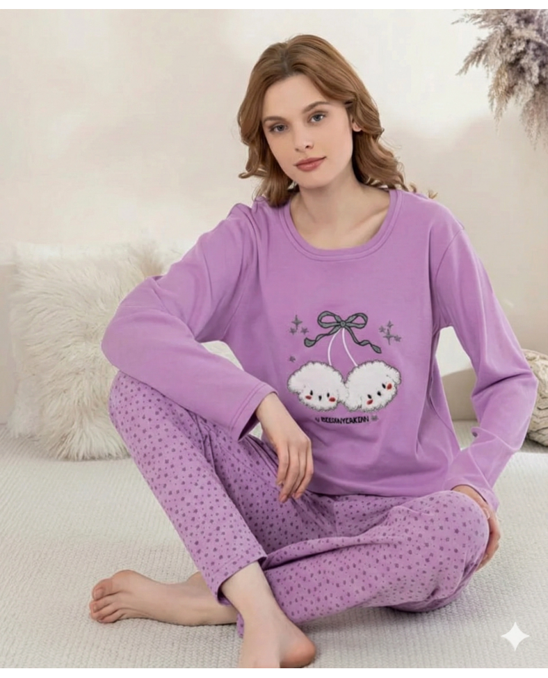 Boyraz 0351 Kadın Penye Uzun Kol Pijama Takımı