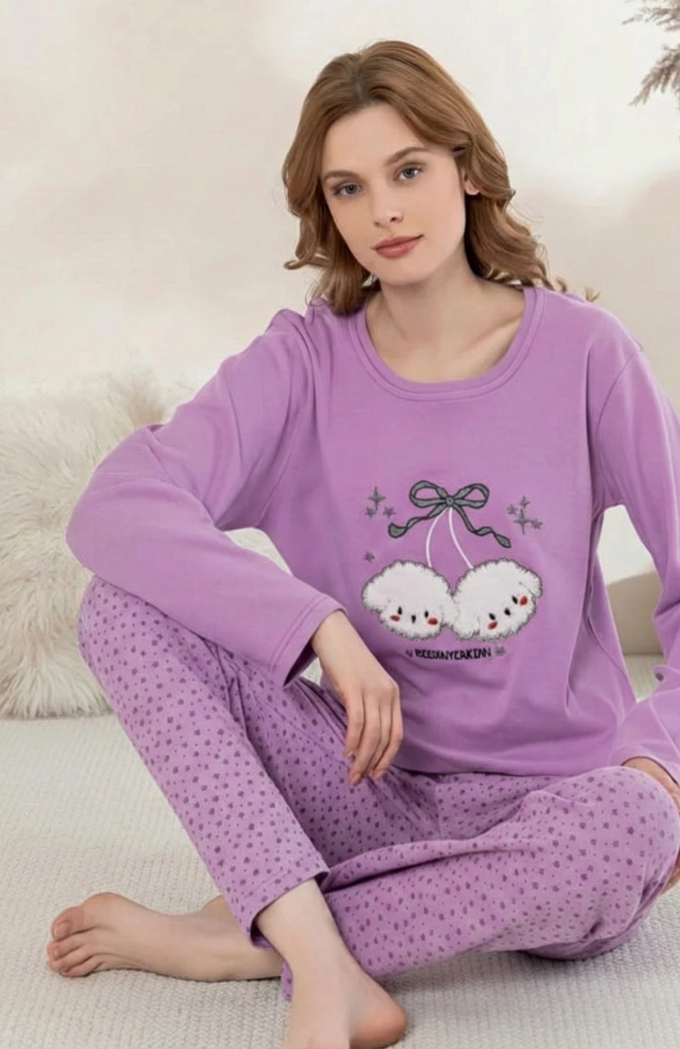 Boyraz 0351 Kadın Penye Uzun Kol Pijama Takımı