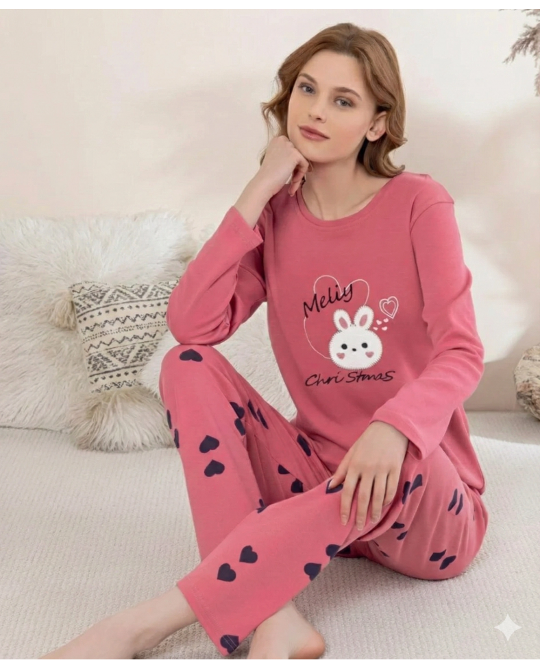 Boyraz 0353 Kadın Penye Uzun Kol Pijama Takımı