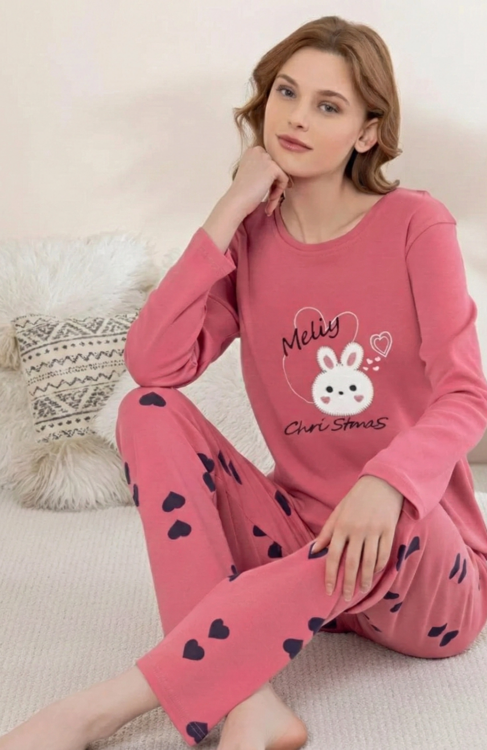 Boyraz 0353 Kadın Penye Uzun Kol Pijama Takımı