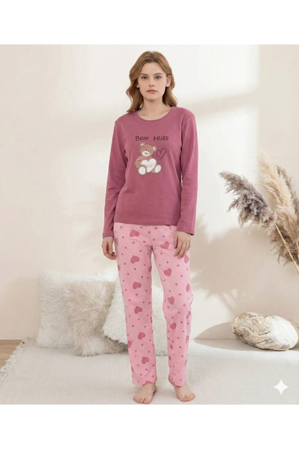 Boyraz 0354 Kadın Penye Uzun Kol Pijama Takımı