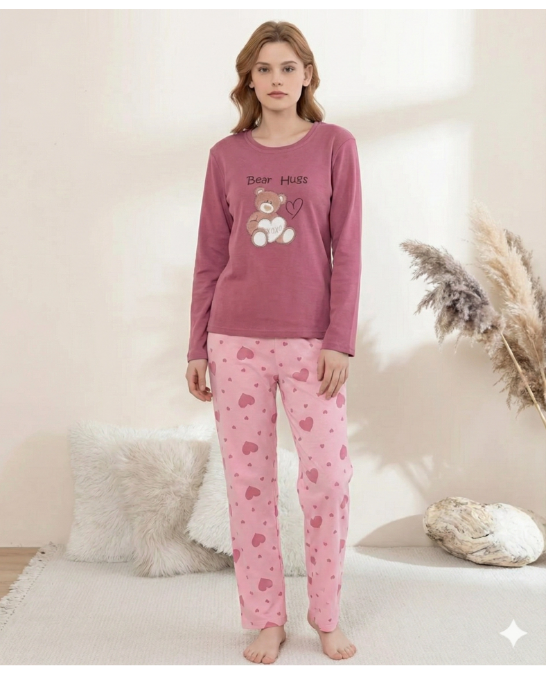 Boyraz 0354 Kadın Penye Uzun Kol Pijama Takımı