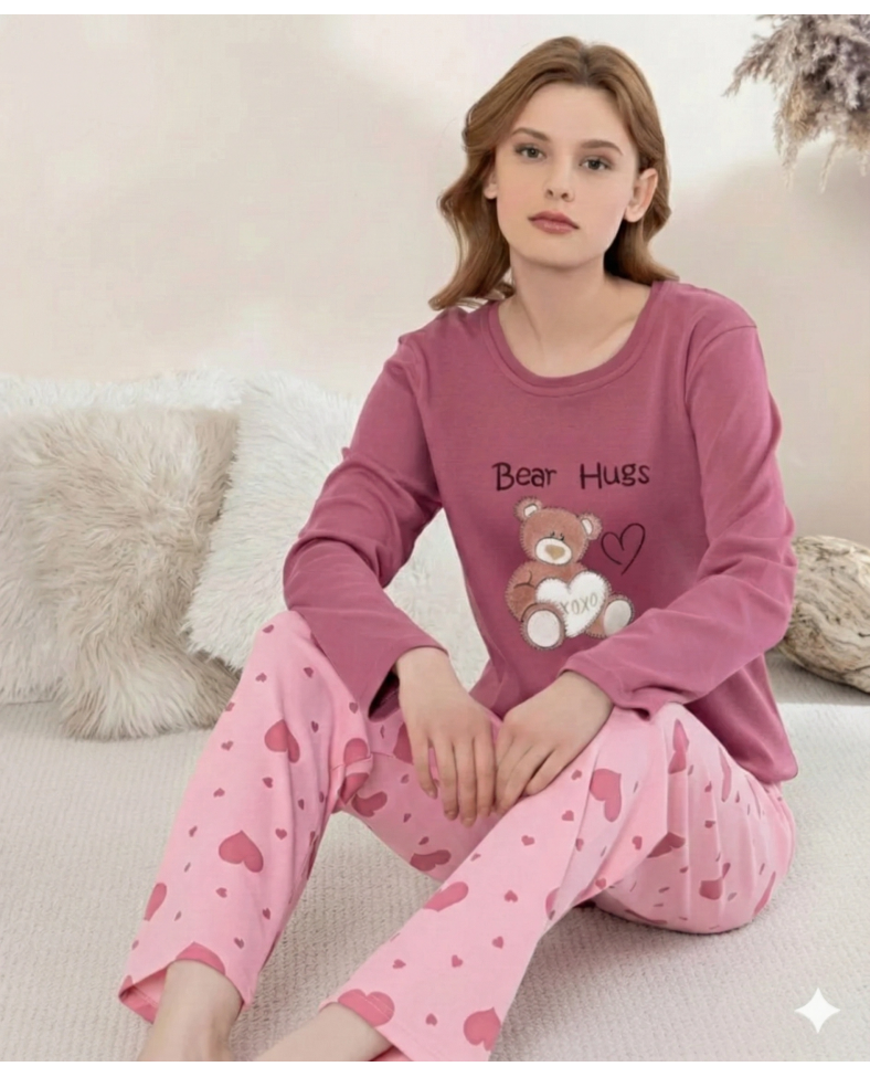 Boyraz 0354 Kadın Penye Uzun Kol Pijama Takımı