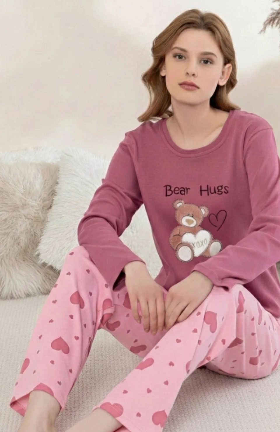 Boyraz 0354 Kadın Penye Uzun Kol Pijama Takımı