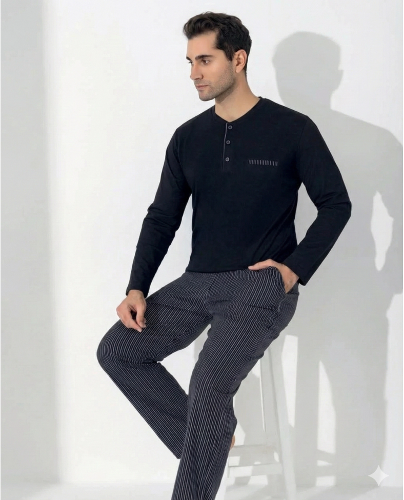 Boyraz 0404 Erkek Uzun Kol Pijama Takımı