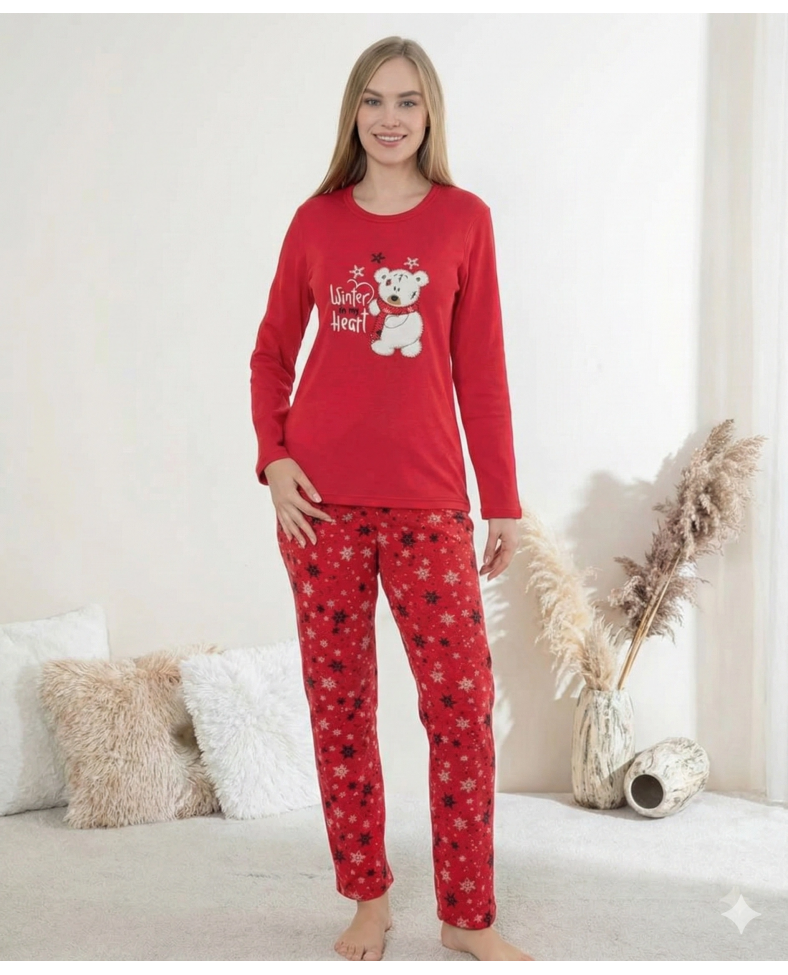 Boyraz 0414 Kadın Penye Uzun Kol Pijama Takımı