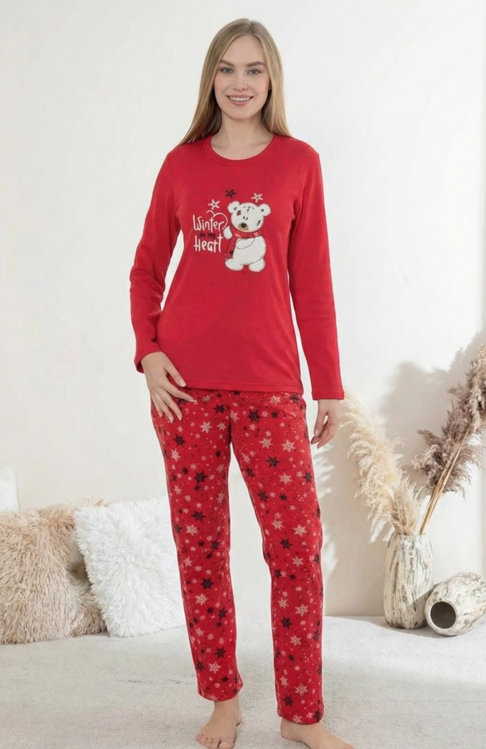 Boyraz 0414 Kadın Penye Uzun Kol Pijama Takımı