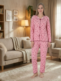 Boyraz 0425 Kadın Raporlu Uzun Kol Pijama Takımı
