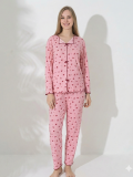 Boyraz 0425 Kadın Raporlu Uzun Kol Pijama Takımı