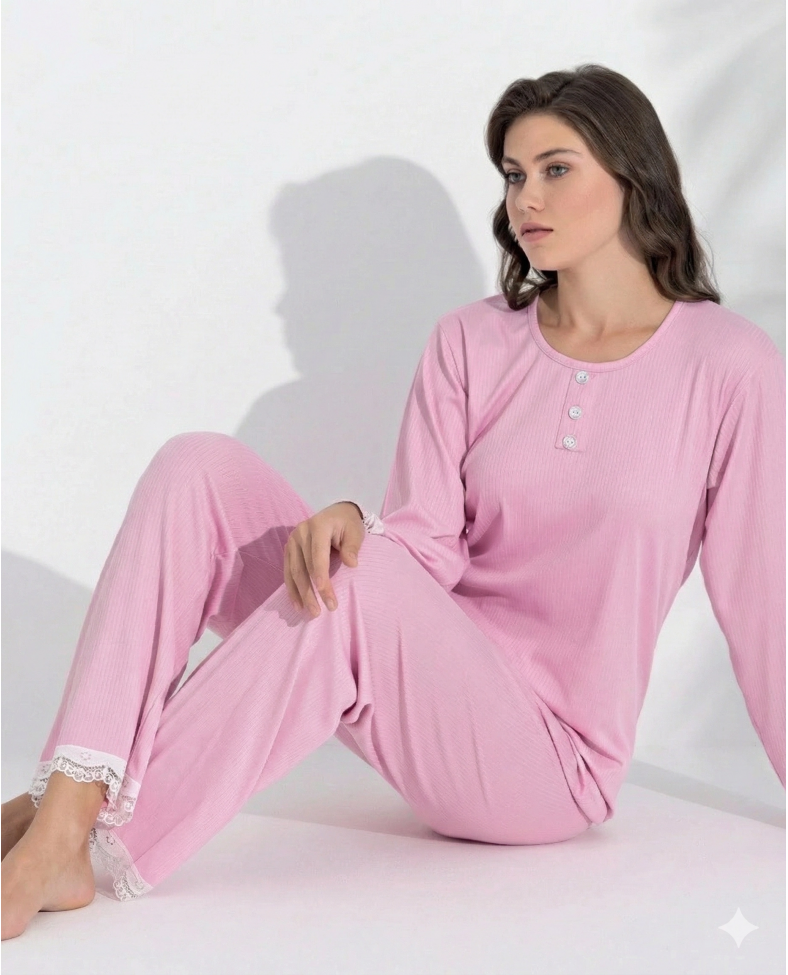 Boyraz 06039 Kadın İnterlok Kumaş Uzun Kol Pijama Takımı Somersan Giyim | Kadın, Erkek ve Çocuk Moda