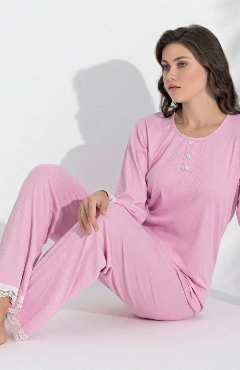 Boyraz 06039 Kadın İnterlok Kumaş Uzun Kol Pijama Takımı