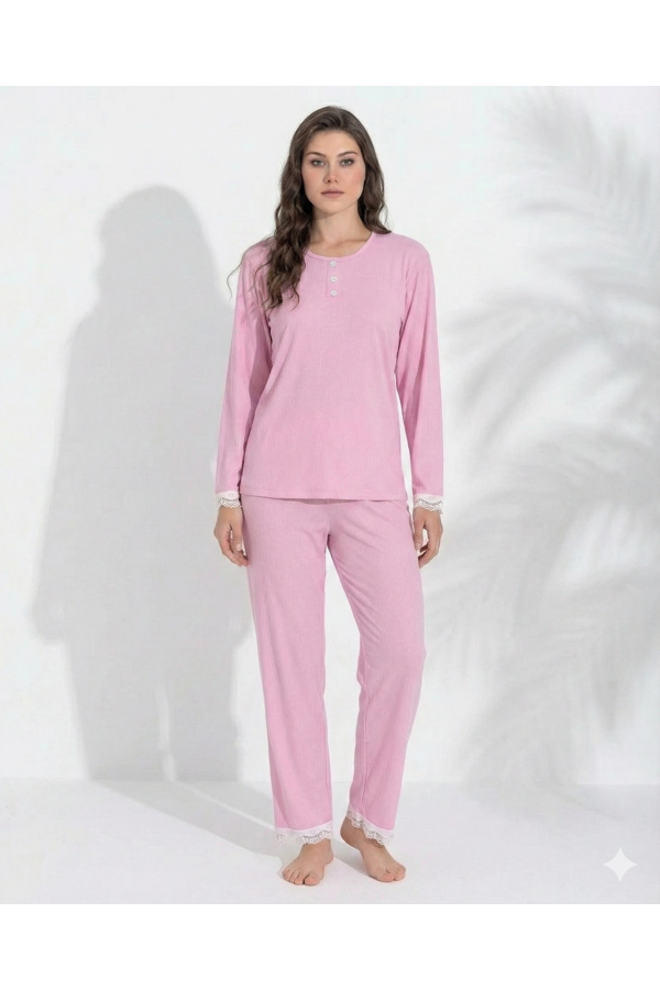 Boyraz 06039 Kadın İnterlok Kumaş Uzun Kol Pijama Takımı