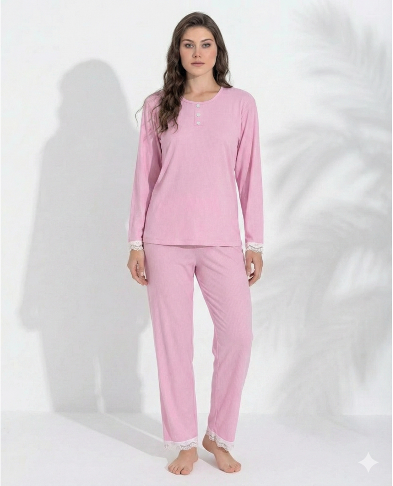 Boyraz 06039 Kadın İnterlok Kumaş Uzun Kol Pijama Takımı Somersan Giyim | Kadın, Erkek ve Çocuk Moda
