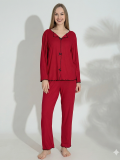 Boyraz 0613 Kadın Raporlu Uzun Kol Pijama Takımı